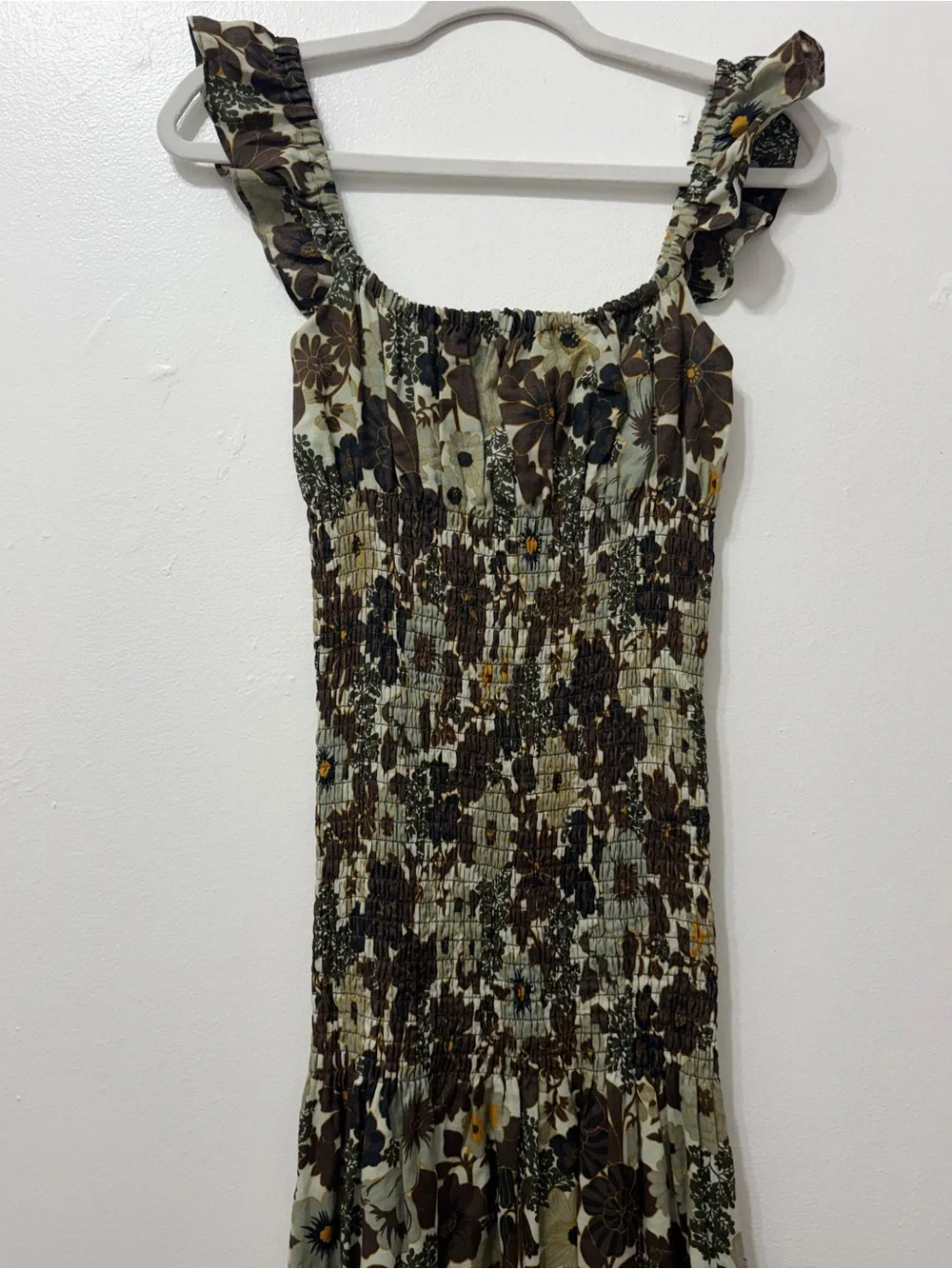 SIR. Constantie Linen Floral Ruched Maxi Dress